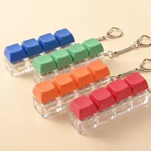 Stress-relieving Toy Mechanical Keyboard Compact Design with Crystal Keycaps LED Lights Transparent Acrylic Key Christmas giftchain
