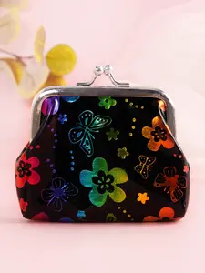 Small Flower Sequin Clasp Coin Purse, Creative Mini Wallet, Jewelry Storage Bag, Cute Gift Idea, Compact Change Holder