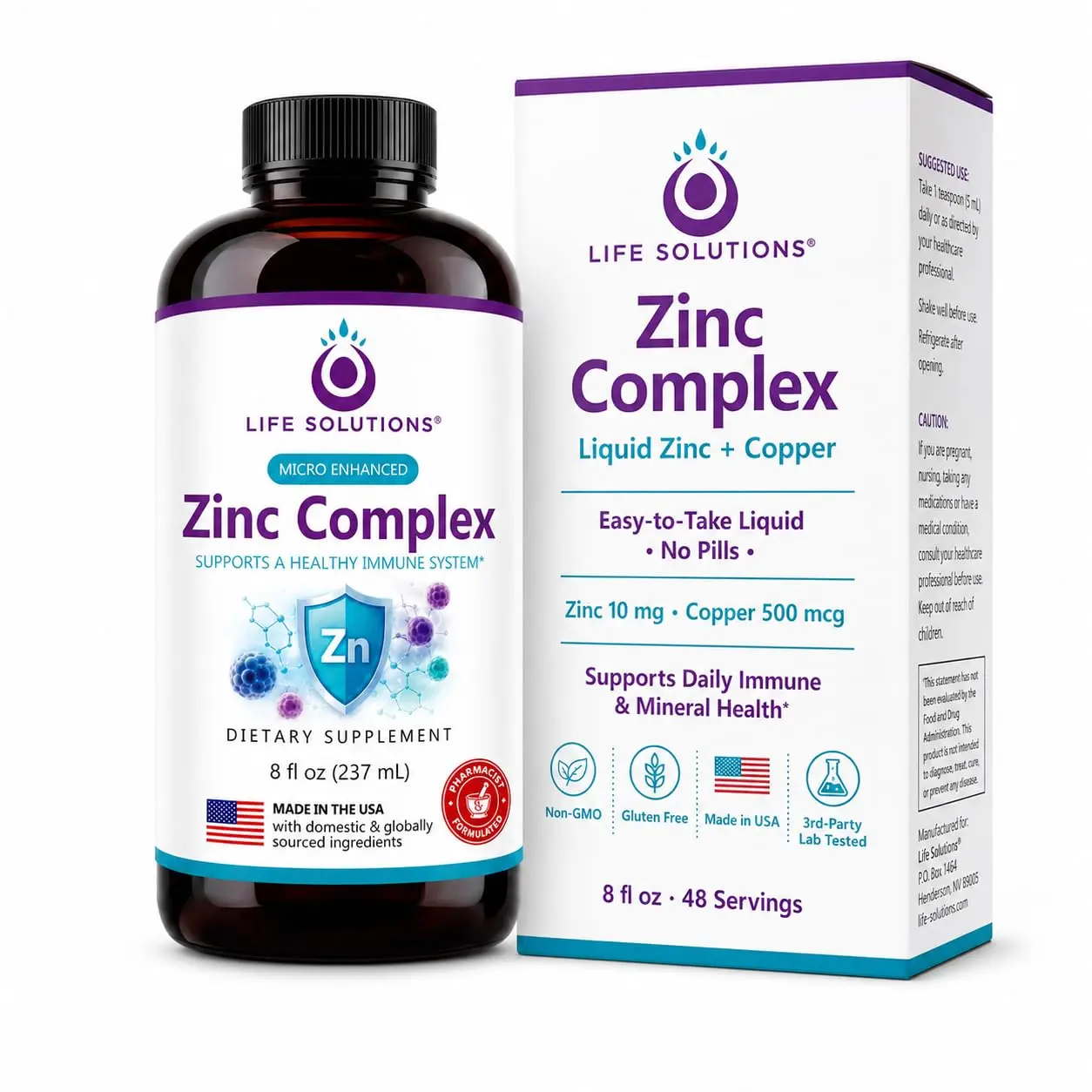 Life Solutions Liquid Zinc Supplement, 8 fl oz, 48 Servings