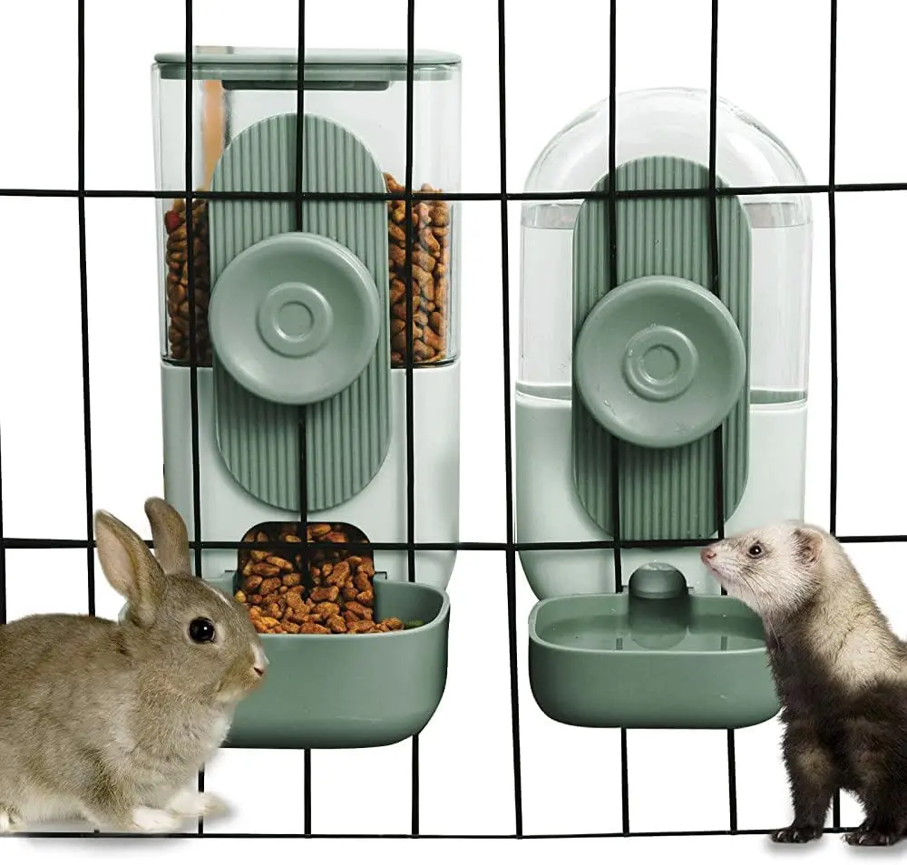 2PCS Large Capacity Hanging Automatic Pet Feeder and Waterer,Gravity Feeders Set for Cages - Suitable for Rabbits, Cats, Guinea Pigs