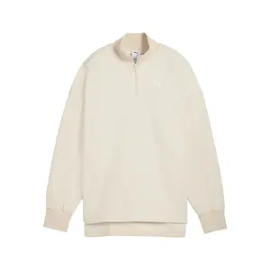 PUMA Womens Her Oversized Winterized Mock Neck Long Sleeve Quarter Zip  Casual - White