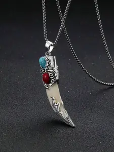 Pendant Chain Necklace Unisex Resin Tooth Style Fashion Jewelry Daily Wear