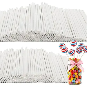 500PCS 4-Inch 3mm White Lollipop Paper Sticks for Candy Melt Dessert Cake Pops Chocolate and Cookie
