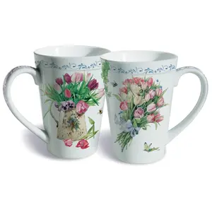Lissom Design 35074 12 oz Flower Porcelain Mug