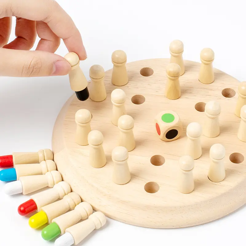Educational Wooden Memory Chess Puzzle,17cm Diameter, 4cm Height, 36-Piece Family Board Game for Brain Training & Holiday Gifting, Family Board Games