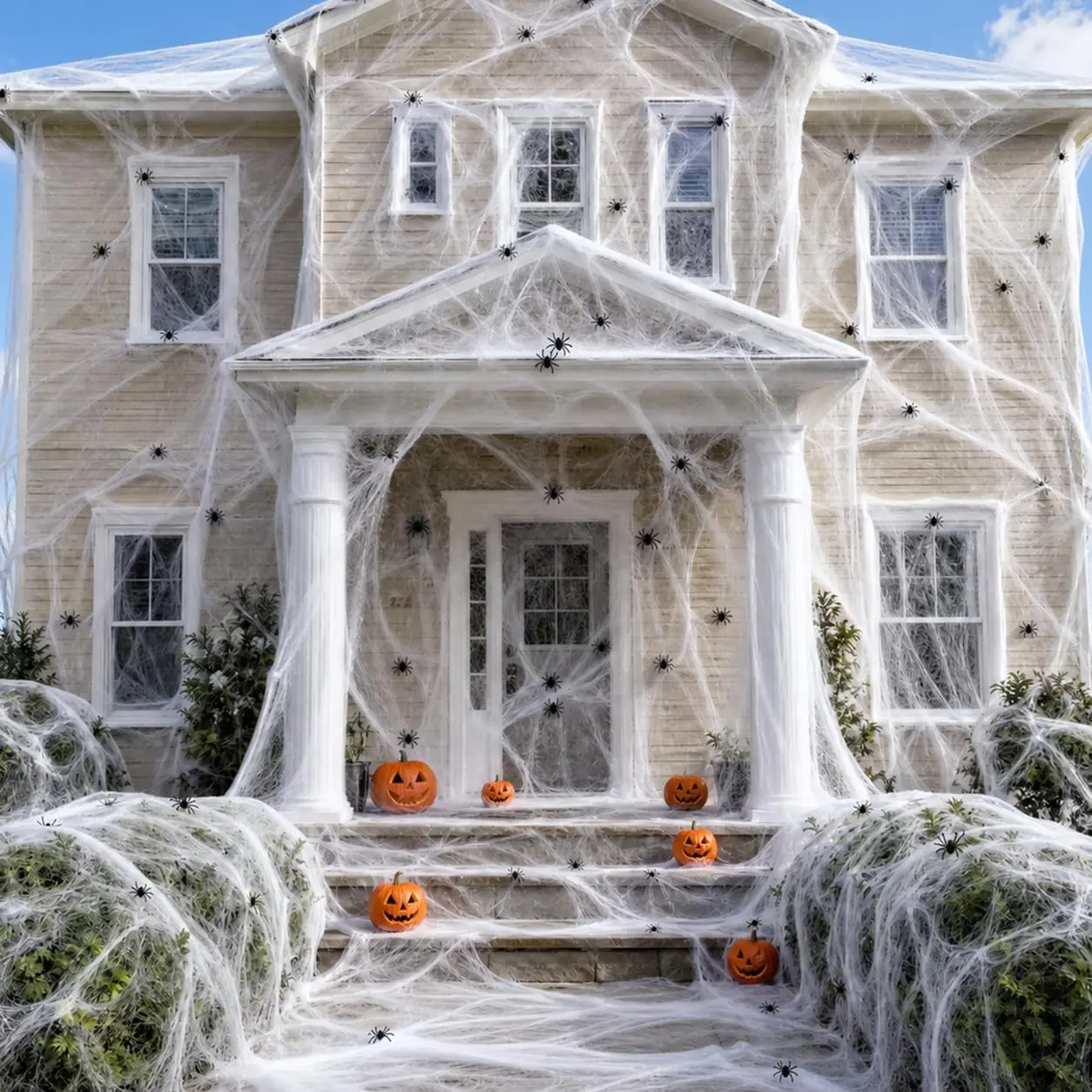 200 sqft Spider Web, Bonus with 10 Artificial Spiders, Fabric Spider Webbing, Cobweb Halloween Decor for Indoor and Outdoor Party Supplies