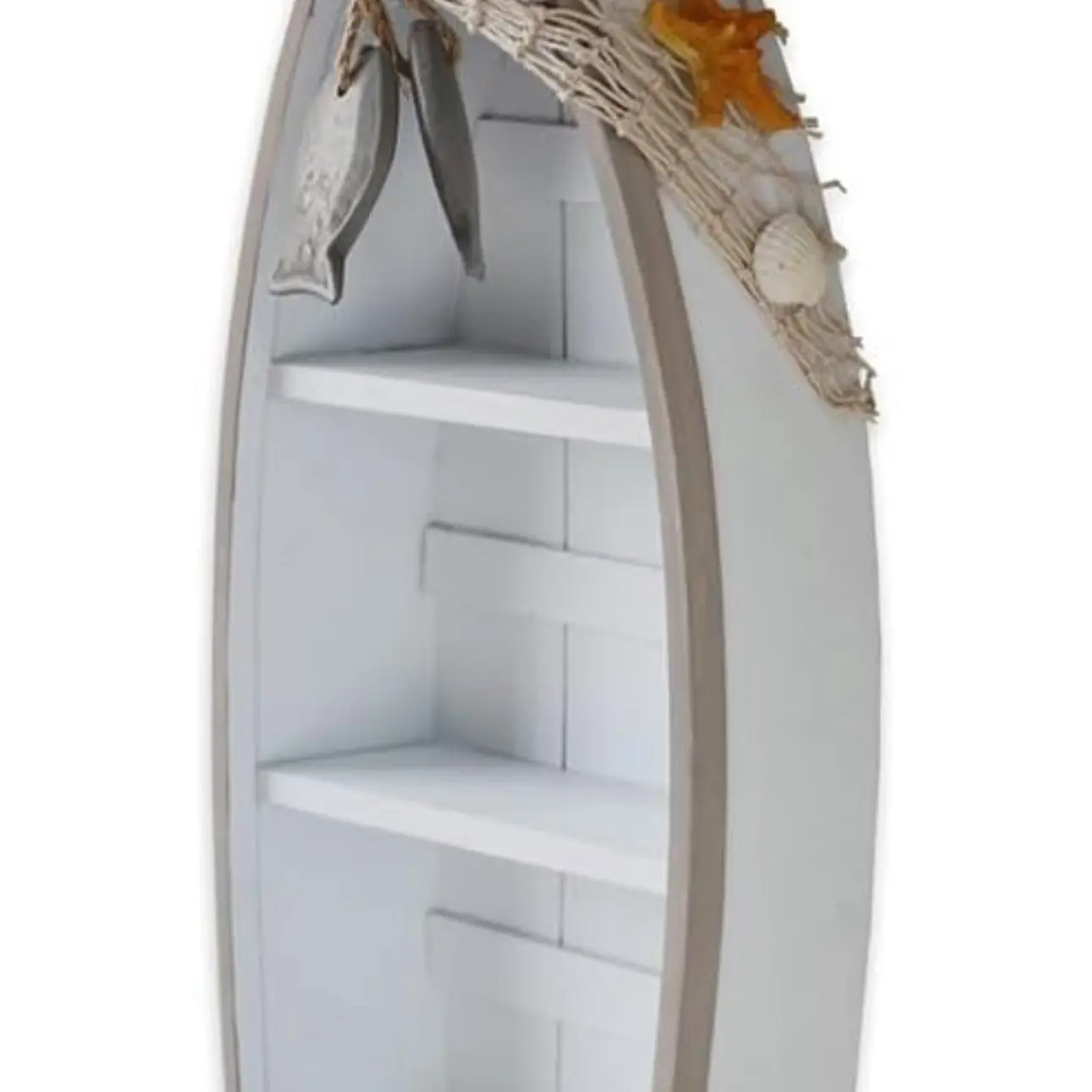16.5" H Wood Boat Display Shelf Beach Table Decor,Small Boat Shelf Nautical Theme Hanging Boat Decor for Bathroom, Living Room, Bedroom, Kitchen Wooden Shelves Decoration Decorative Wall