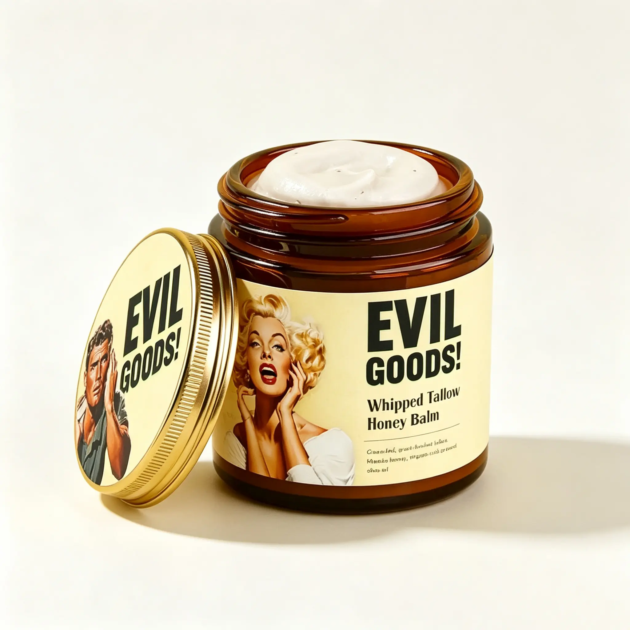 EVIL GOODS Whipped Beef Tallow & Manuka Honey Balm - Organic Multi-Purpose Face Cream, Body Lotion & Lip Care. Soothes Sensitive, Dry Skin for a Natural Glow.