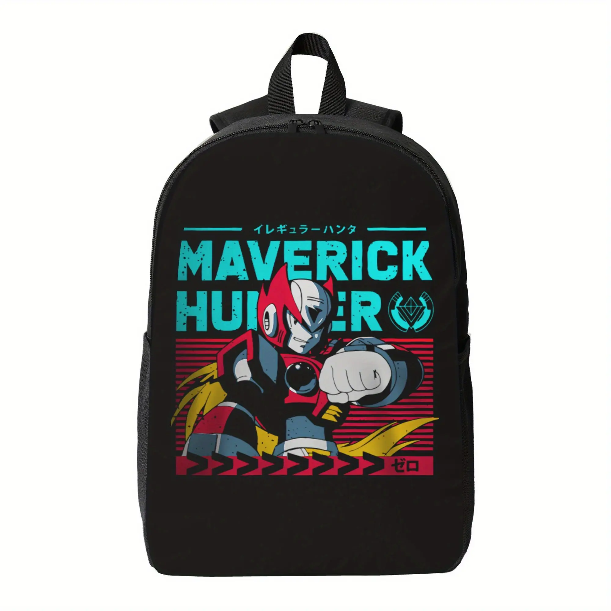 Zero Maverick Hunter Anime-Themed Backpack for Teenager - Large Capacity School Bag with Adjustable Laptop Compartment, Durable Fabric & Zipper Closure, Perfect for School, Travel, or Casual Outings, Backpack for School, Secure Zipper Bag, Vibrant Graphic