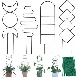 Indoor Plant Trellis for Climbing Plants, 16inch Small Garden Metal Trellis for Potted Plants Outdoor with Different Patterns for Vine Ivy Flower Plant Support