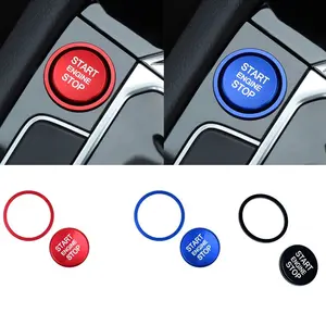 2-Piece Car Interior Accessories Set, Engine Start/stop Button Decoration Ring, Cover for Volkswagen New Passat B8 Tiguan CC Modification