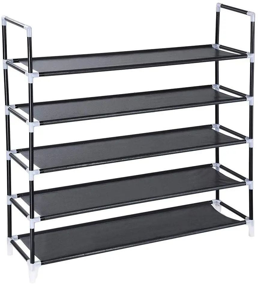 5-Tier Stackable Shoe Rack with Stackable Shoe Boxes, Space-Saving Home Storage Organizer Tower Cabinet Shelves, 39.75L x 11.13W x 38.5H in, Holds 20-25 Pairs