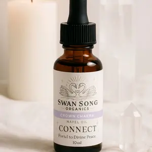Swan Song Organics Crown CONNECT Chakra Navel Oil 10 ml - Portal to Divine Peace for Wellness and Presence in Therapeutic Aromatherapy Essential Solution - Fitness, Healthcare