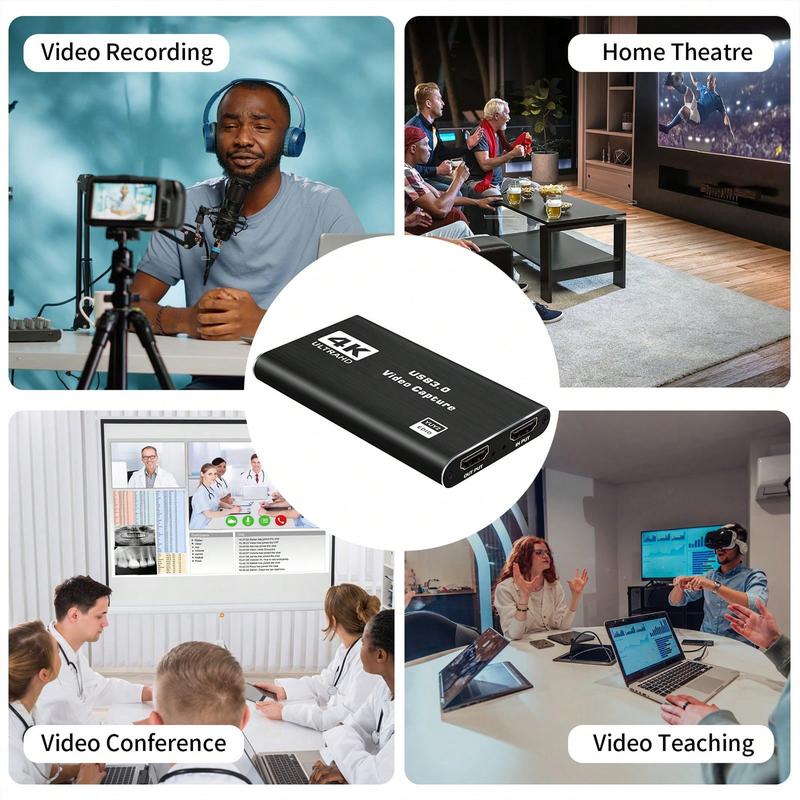 Capture Card, Audio Video Capture Card with Microphone 4K HDMI Loop-Out, Video Recorder for Gaming/Live Streaming/Video Switch/PS4/OBS/Camera/PC Accessories Conference