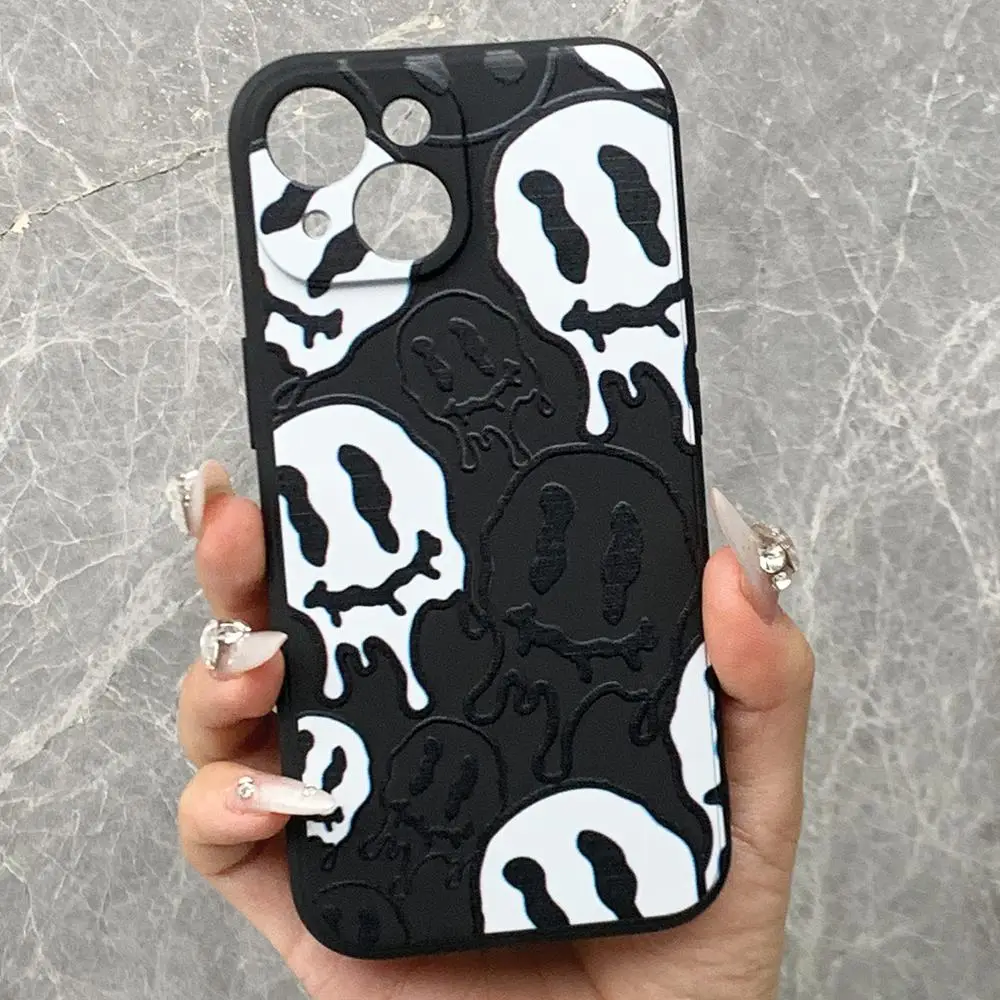 Cartoon Face Pattern Design Phone Case with Camera Lens Protector, 1 Count Creative All-inclusive Protective Soft Case, Decorative Phone Protector Com