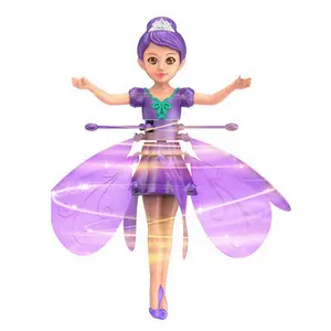 Remote Control Flying Doll Hand Gesture Sensing Flying device Dancing Robot Princess with Crystal Wings 360 ° Free Rotating Robot Toy