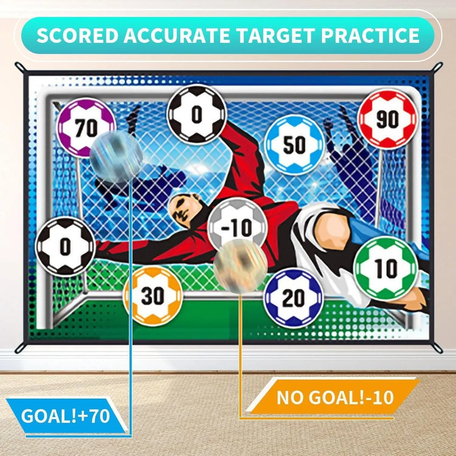 Velcro Shooting Soccer Toy Set, Wall-Mounted Velvet Target, Indoor Quiet Football Training, Kids Boys Men Gifts, Outdoor Sports Fun, Soccer Net, Quiet Practice Ball