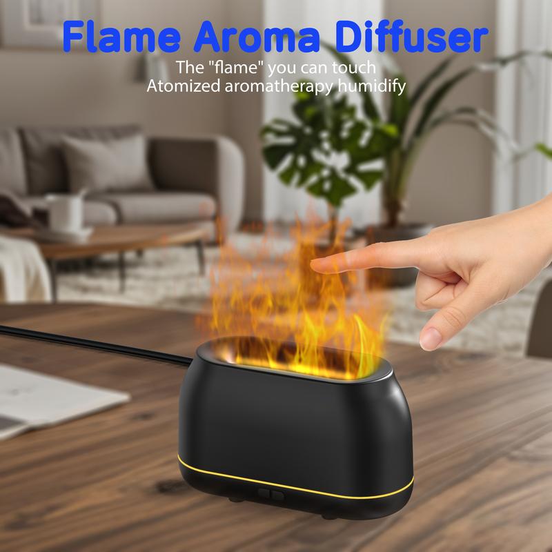 Upgraded 7-Color LED Flame Diffuser, Silent Humidifier with Auto-Off and 160mL Capacity for Home, Office & Yoga