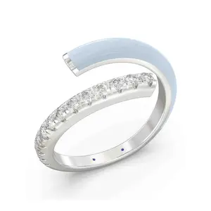 Vida Lab Diamonds Ceramic Chic Bypass Wrap Ring, Sterling