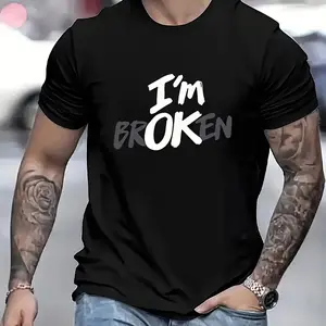 Mixed Color "I'M Broken" Lettering Iron-On Transfer Patch, Heat-Activated Washable Decal Sticker for T-Shirt, Jeans, Backpack Decoration, DIY Clothing Repair & Craft Project, Pack of 1
