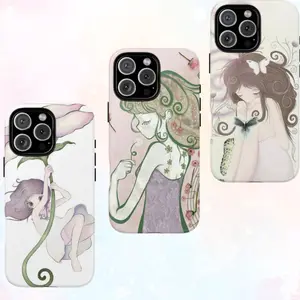 Whimsical Moon Girl Temachii Phone Case – Dreampop Aesthetic Style Cover for iPhone & Samsung Series
