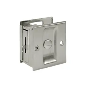 212 MAIN Satin Nickel Solid Brass Privacy Pocket Door Lock, 2.5x2.75in, with Mounting Kit, for Privacy Doors & Motorcycle Security Hardware