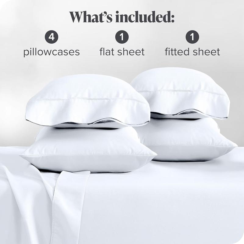 Hotel Luxury Queen Sheet Set, Extra Soft - 6 Piece Set - Deep Pockets - - Cooling & Breathable - Wrinkle, Fade, Stain Resistant - Includes 4 Pillowcases (Queen, White)