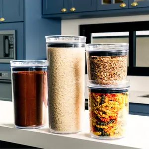 Giotto FreshStack 4-Piece Airtight Cylindrical Food Storage Organizer Set – 34oz, 51oz, 68oz, 91.5oz