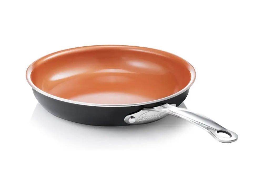 11 Inch Copper Non Stick Frying Pans, Ceramic Non Toxic Frying Pans Nonstick Skillet, Lightweight, Stay Cool Handle, Oven and Dishwasher Safe