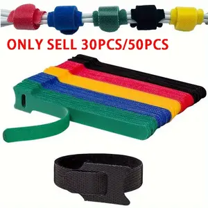 Purchase 30pcs or 50pcs of fastening cable belts, reusable and adjustable rope belts, ultra-fiber cloth cable management belts, hook-and-loop rope organizer line belts, Wire