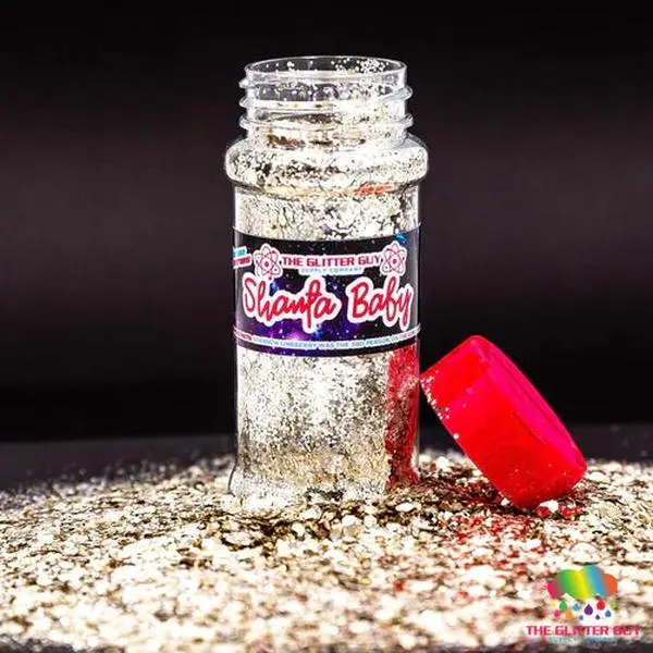 The Glitter Guy Shanta Baby Chunky Glitter, UV Resistant & Clump Free Polyester for Crafts, Nails & Cosmetic Use, Light Gold Hexagon Mix, 100mL Shaker (67-71g)