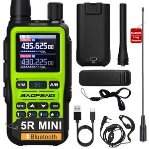 Baofeng UV-5R Mini Walkie Talkie 5W Wireless Bluetooth Phone APP Programming Dual PTT UHF VHF Type-C Charging 999CH AM FM NOAA Flahlight Rechargeable Handheld Portable Two Way Radio with Earpiece 771 Antenna for Outdoor Hiking Survival Gear Upgrade UV-5R