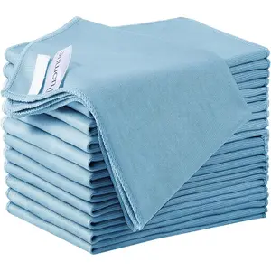 12 Pack Microfiber Cloth, 12 Inch X 16 Inch, Lint Free Quickly Windows, Mirrors,, Phone Screens, Camera Lenses, Blue