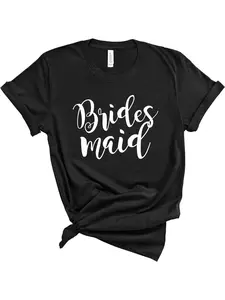 Bridesmaid Shirt in Blue Sand Textiles - A Unisex Relaxed Fit Tee Featuring a Striking Bridesmaid Design, Available in Black with White Text, Perfect for Casual Wear During Weddings, Bachelorette Parties, And Other Events, Weddunisex 2026 Black Tee