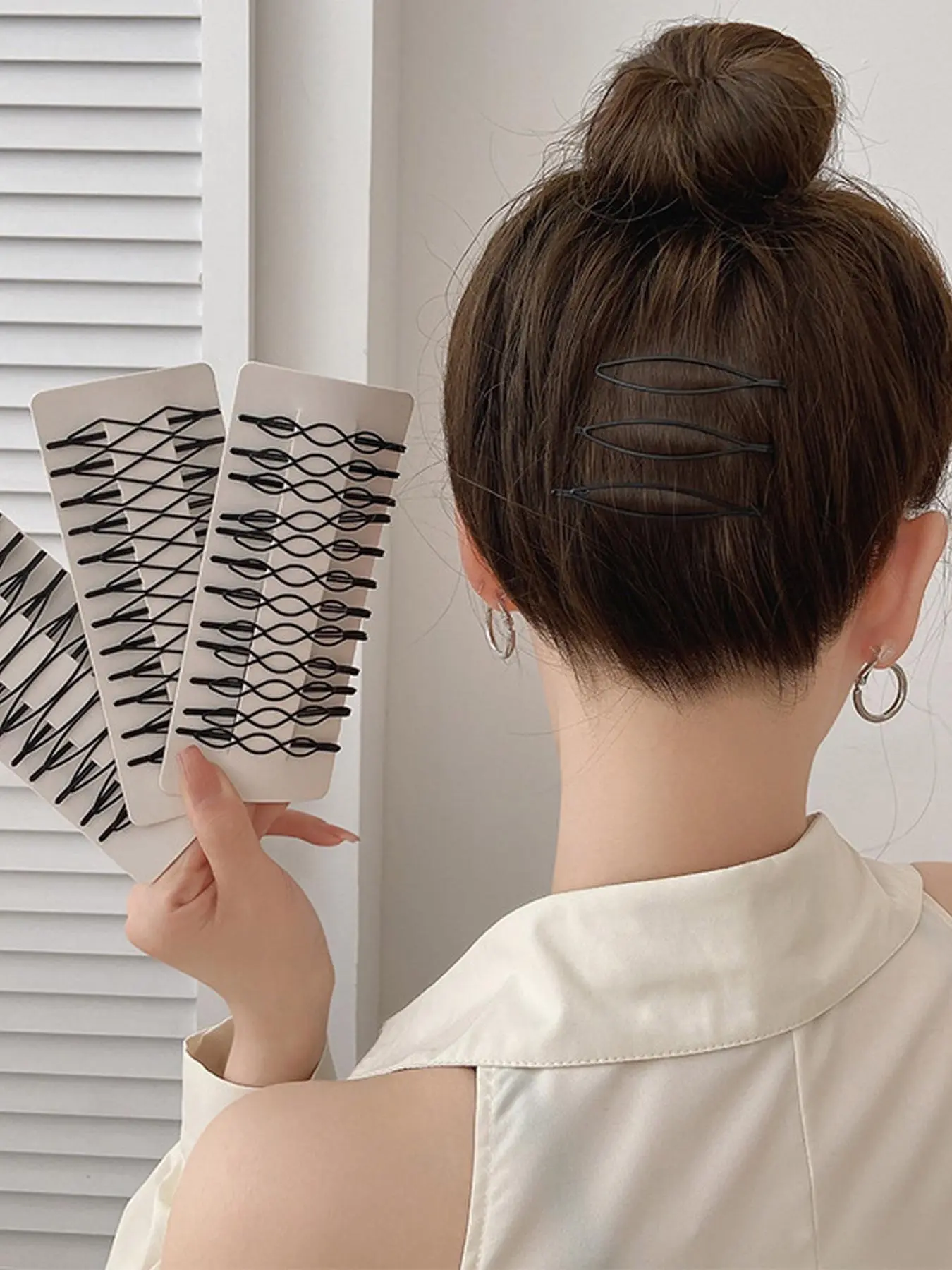 Women's 6-Piece Geometric Metal Hair Clips & Barrettes - Minimalist Indoor Recreation Hair Accessories for Wedding Styling (Black)