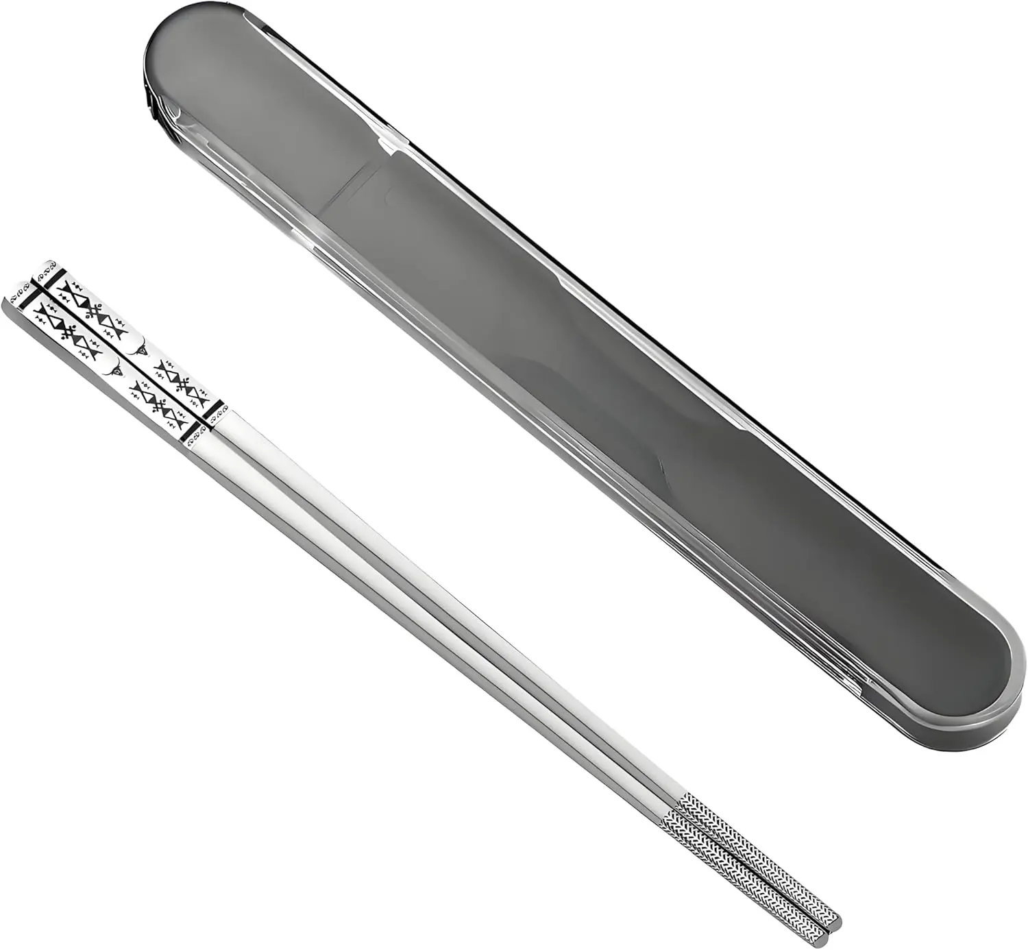 Metal Chopsticks  1 Pair Stainless Steel Travel Chopsticks Dishwasher Safe Square Lightweight Non-Slip Chop Sticks with case(Silvery)