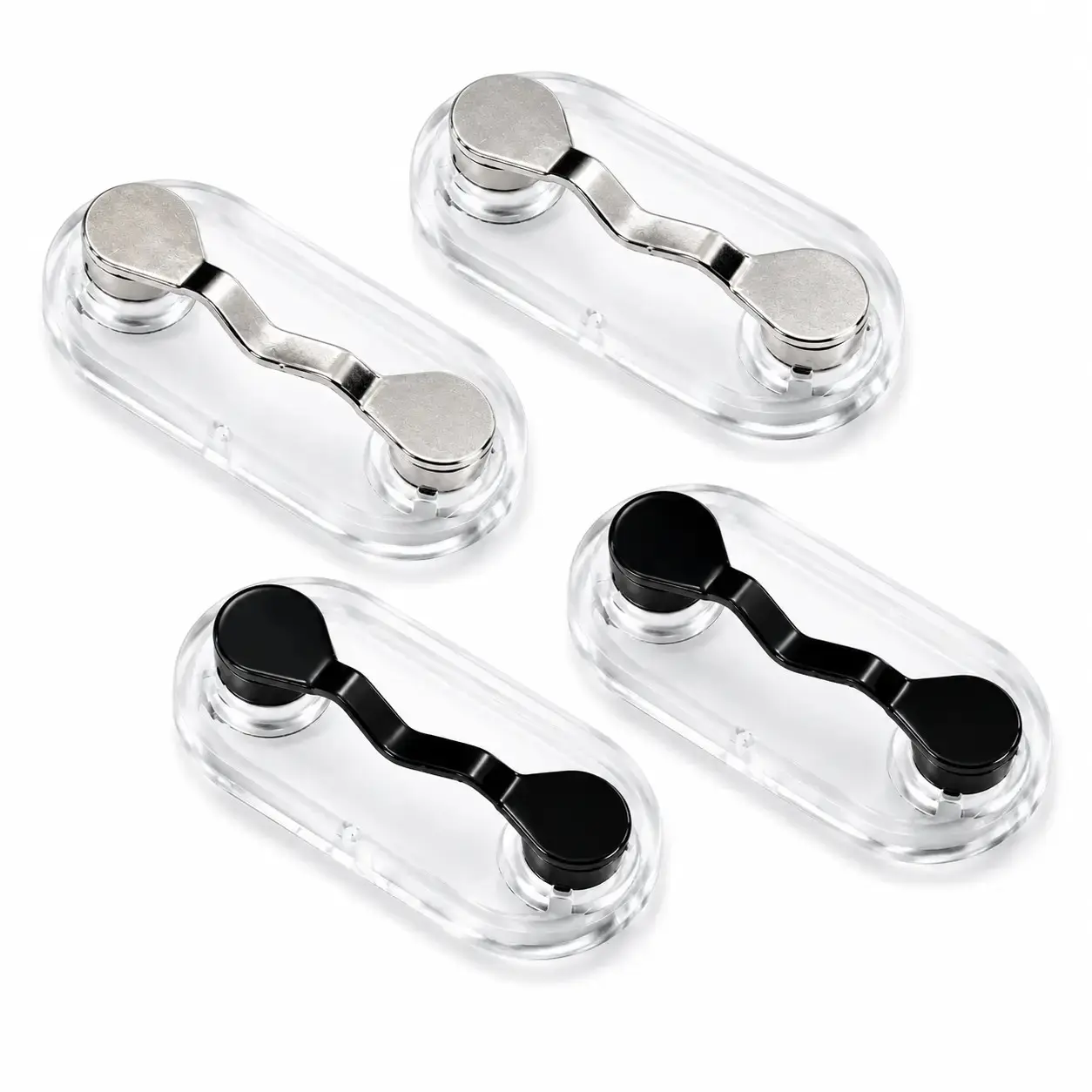 2 Pack Magnetic Eyeglass Holder Clips, Stainless Steel Black Glasses Fastener, Portable Eyewear Storage Clip for Sunglasses, Reading Glasses & Earphones