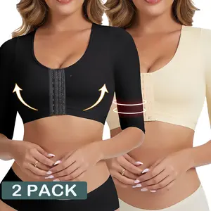 1/2 PACK Arm Shaper for Women Fajas Post Surgery Compression Sleeves Front Closure Bra Arm Lipo Shapewear