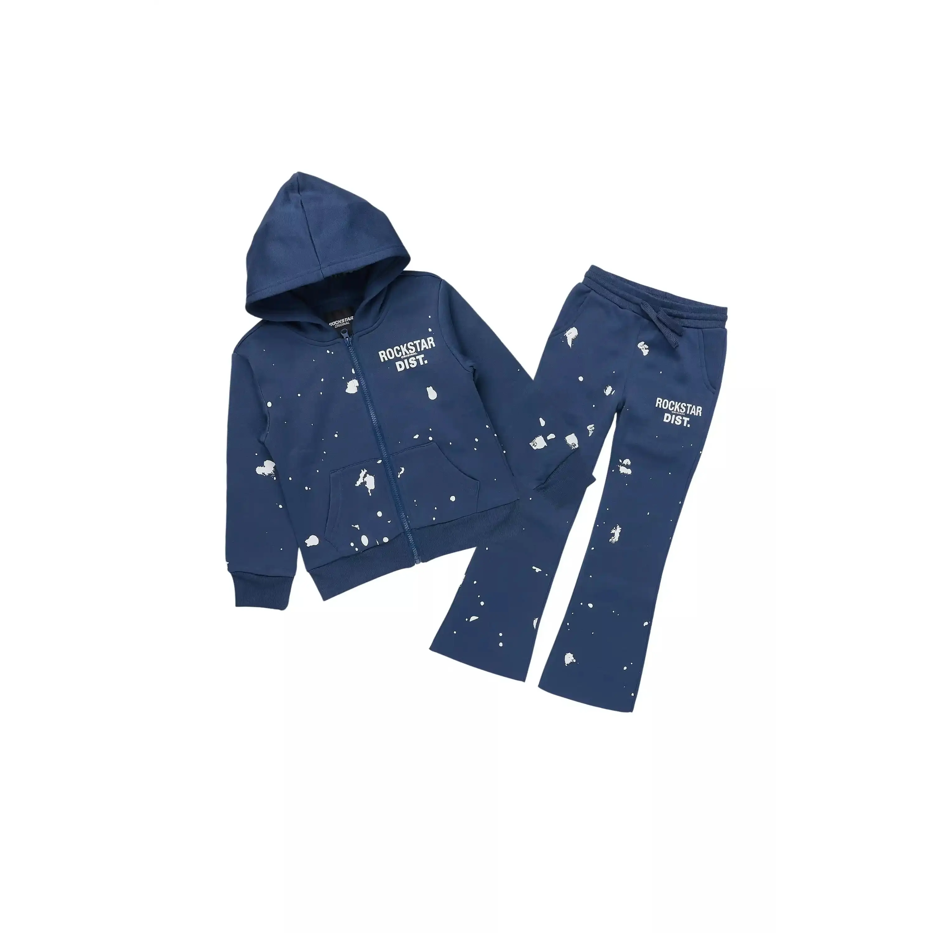 Girls Halloway Navy Zip Up Stacked Flare Track Set