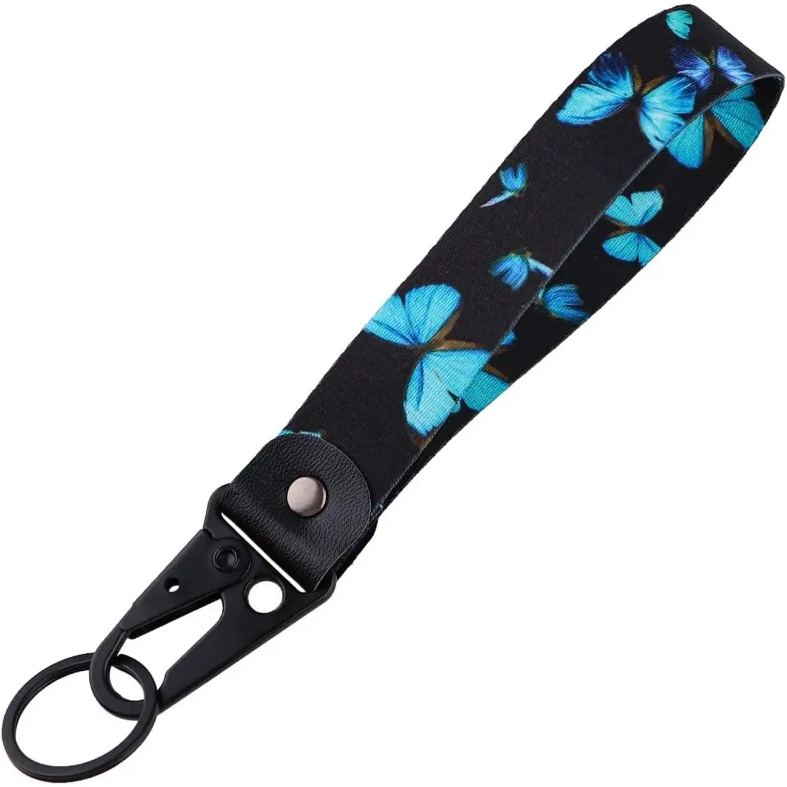 Wrist Lanyard for  Cute  Short Lanyard Strap for Women Men   Wallet Phone Camera, Blue Butterfly