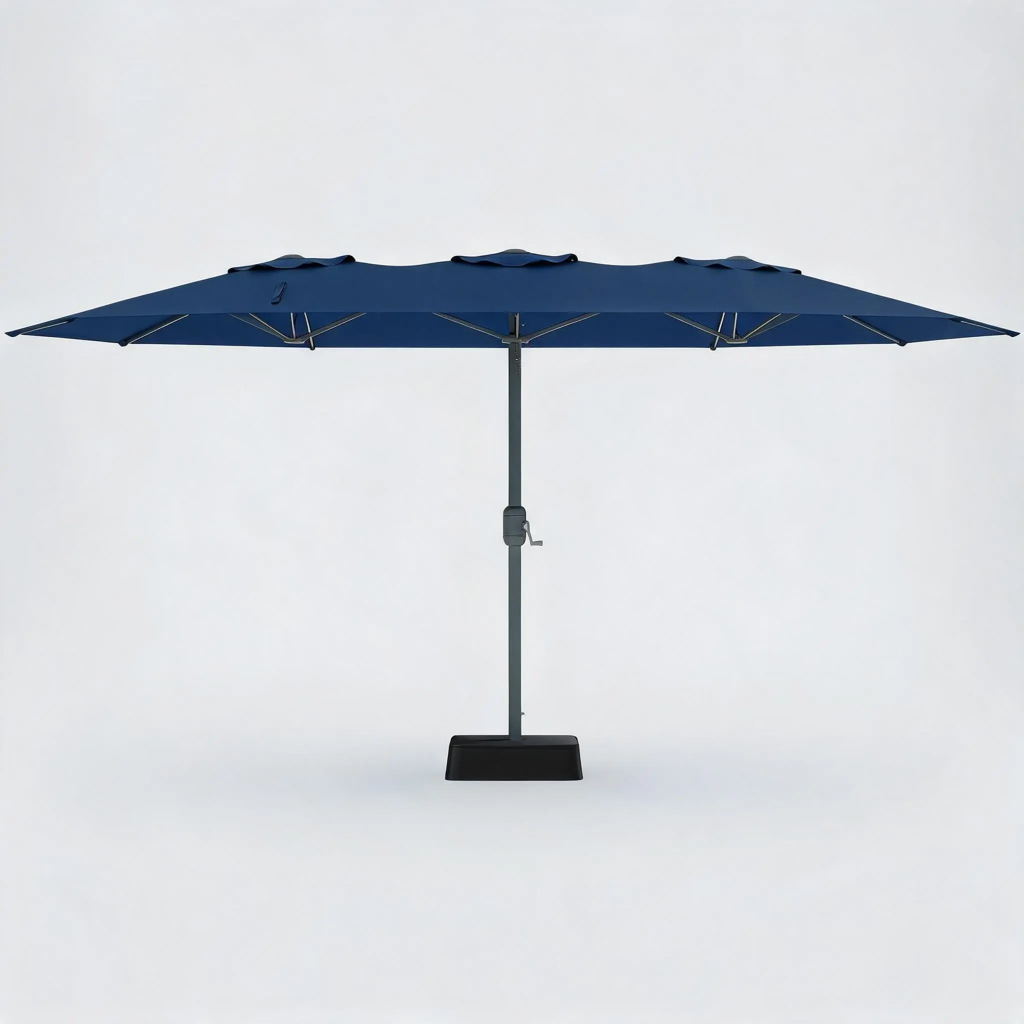 GARVEE 9 x 15 ft Large Outdoor Umbrella with Normal Base, Extra Wide UV Protection Patio Umbrella, 12-Rib Heavy Duty Shade Canopy for Backyard, Pool, Garden & Balcony,Navy Blue