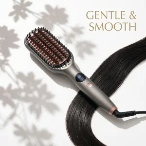 Viral Ionic Hair Straightener Brush 2-in-1 Straightener & Curl Styler Anti-Frizz Anti-Static Comb Fast Heat Detangling No Damage Smoothing Tool for Salon Sleek Hair TikTok Must-Have Gift for Mom 2026