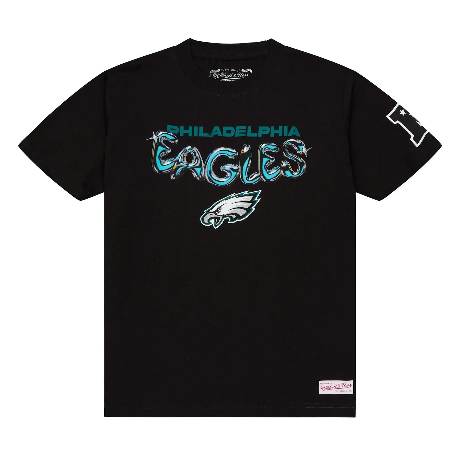 Philadelphia Eagles Black Quiet Blaze T-Shirt NFL Throwback Tee Graphic Vintage Fan Gear Mitchell & Ness Philadelphia Eagles Black Quiet Blaze T-Shirt NFL Throwback Tee Graphic Vintage Fan Gear Mitchell & Ness