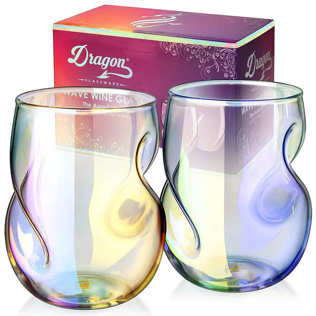 Dragon Glassware 16 oz Aura Stemless Wine Glasses - Set of 2