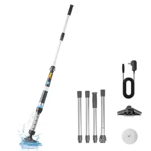 【FathersDayGift】VEVOR Handheld Pool Vacuum, 8.5 GPM Cordless Spa Hot Tub Vacuum with Extension Pole and 2 Brush Heads, 60 Mins Running Time, for Small Debris, Sand, Rechargeable Pool Cleaner for Above Ground Pools