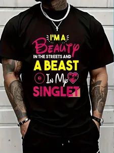 100% Cotton Wrestling I'm A Beast In My Singlet In My Singlet T-Shirt Women's Men's Graphic Tee Crew Neck summer vacation Tops