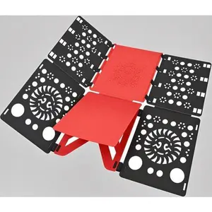 Durable Shirt Folding Board for Clothes - Easy and Fast Plastic Folder Helper - T-Shirt Organizer for Adults and Kids - Reusable Laundry Accessory - Black and Red Folding Tool for Neat Storage