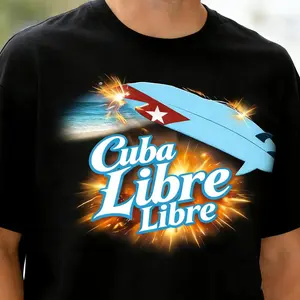 Classic Black Cuba Libre Shirt Featuring Bold Cuban Flag Graphic for Unisex Wear