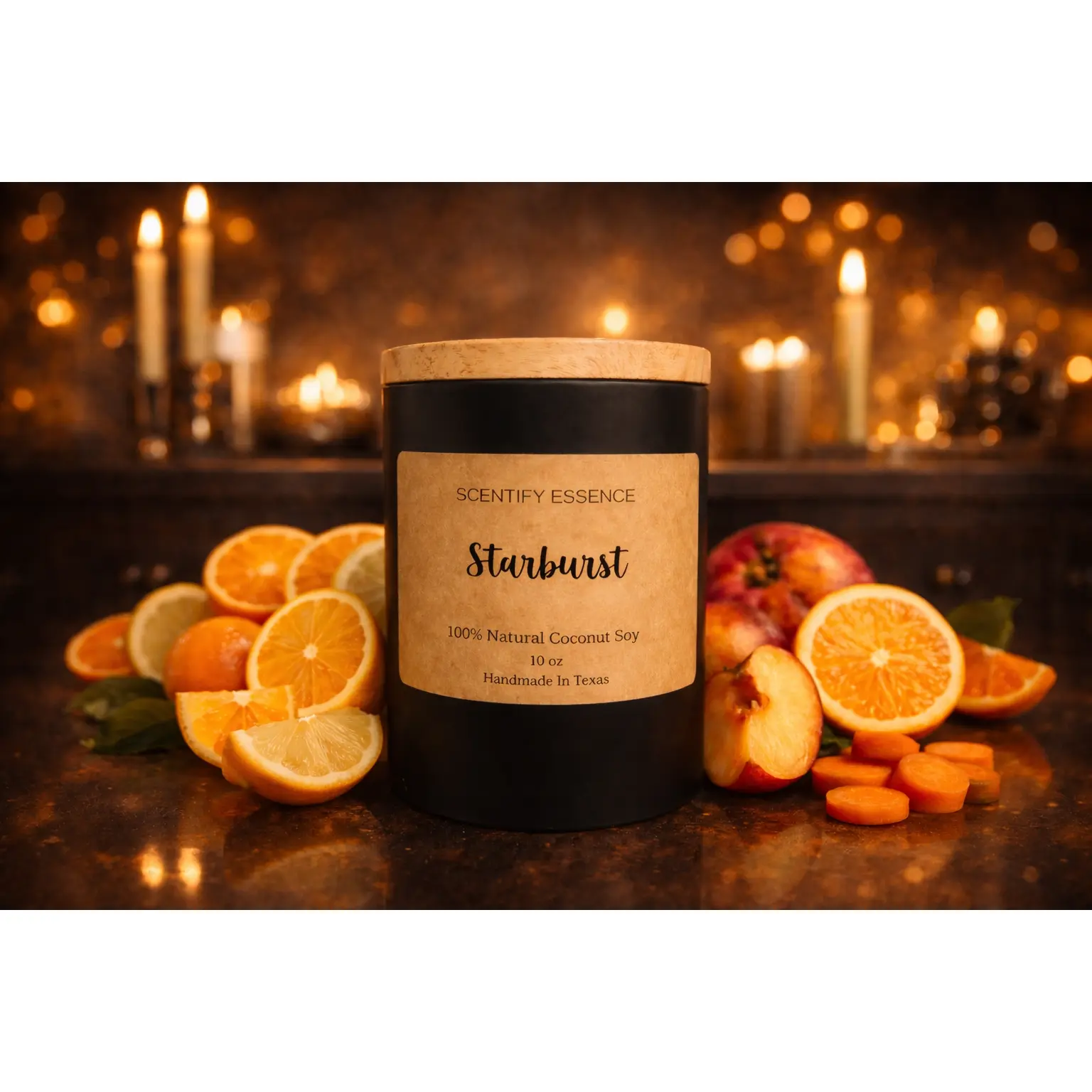 Starburst Candle by Scentify Essence | Juicy Nectarine, Sweet Carrot & Fruity Candy Vibes
