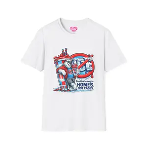 Homes Not Cages bear illustration T-Shirt | Immigration Justice graphic tee